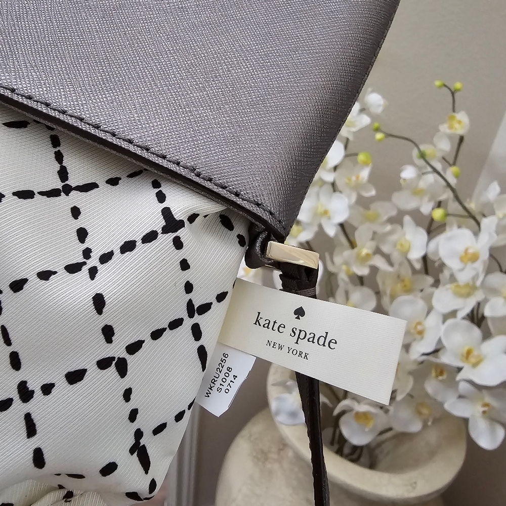 Kate Spade Newbury Lane Sally Saffiano Leather Pewter crossbody purse EUC - Picture 7 of 16